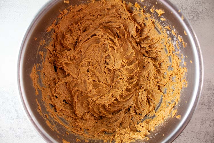 overhead view of both ingredients thoroughly combined