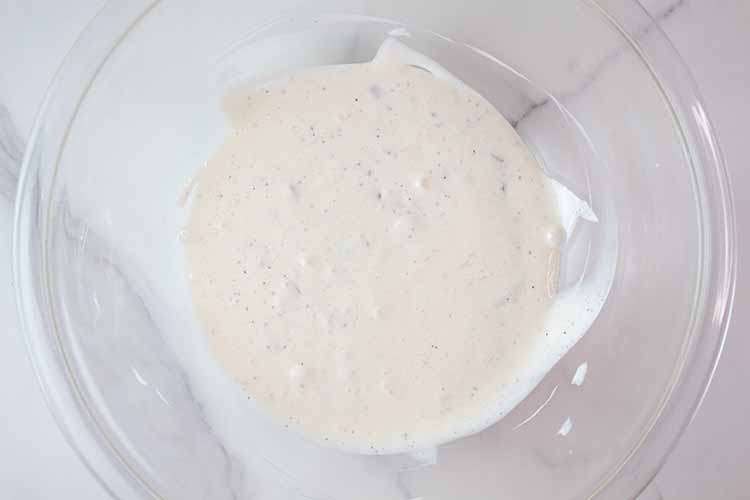 overhead view of ingredients combined to make the dressing