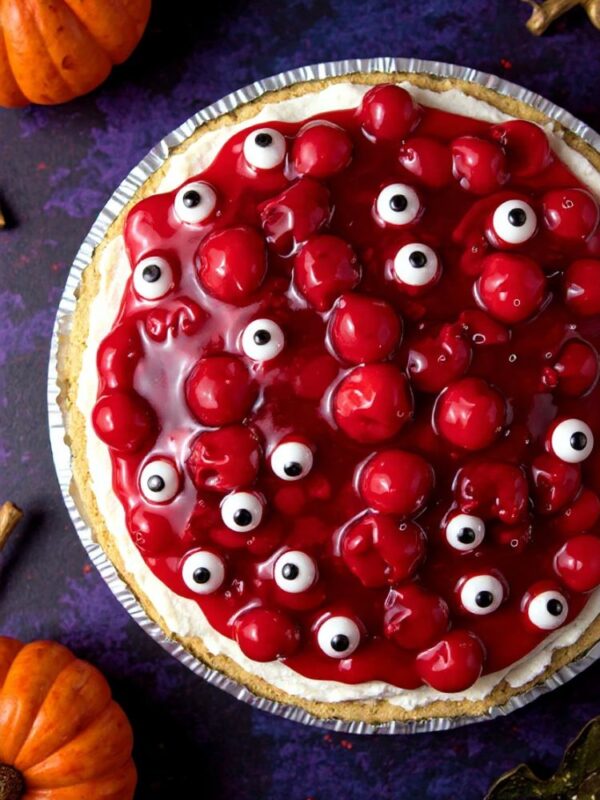 Halloween No-Bake Cherry Cheesecake